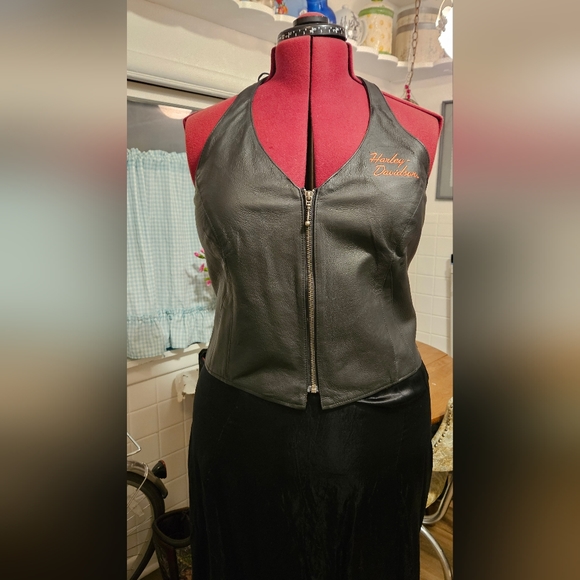 HARLEY DAVIDSON Corset Halter Leather Vest - Picture 1 of 5